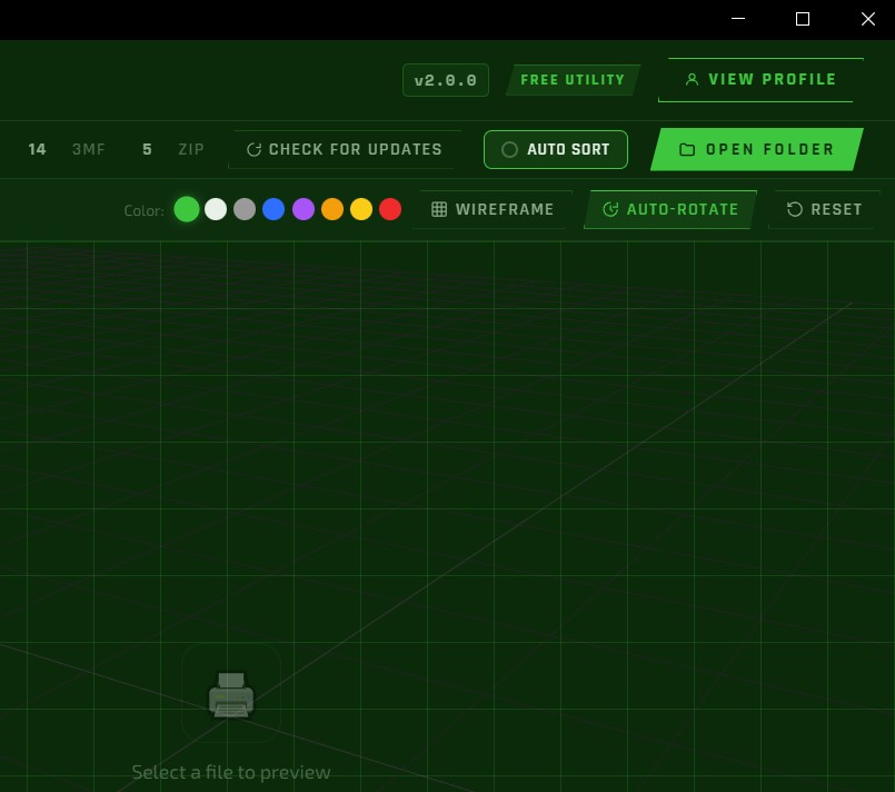 AUTO SORT button in the viewer toolbar, next to Check for Updates and Open Folder