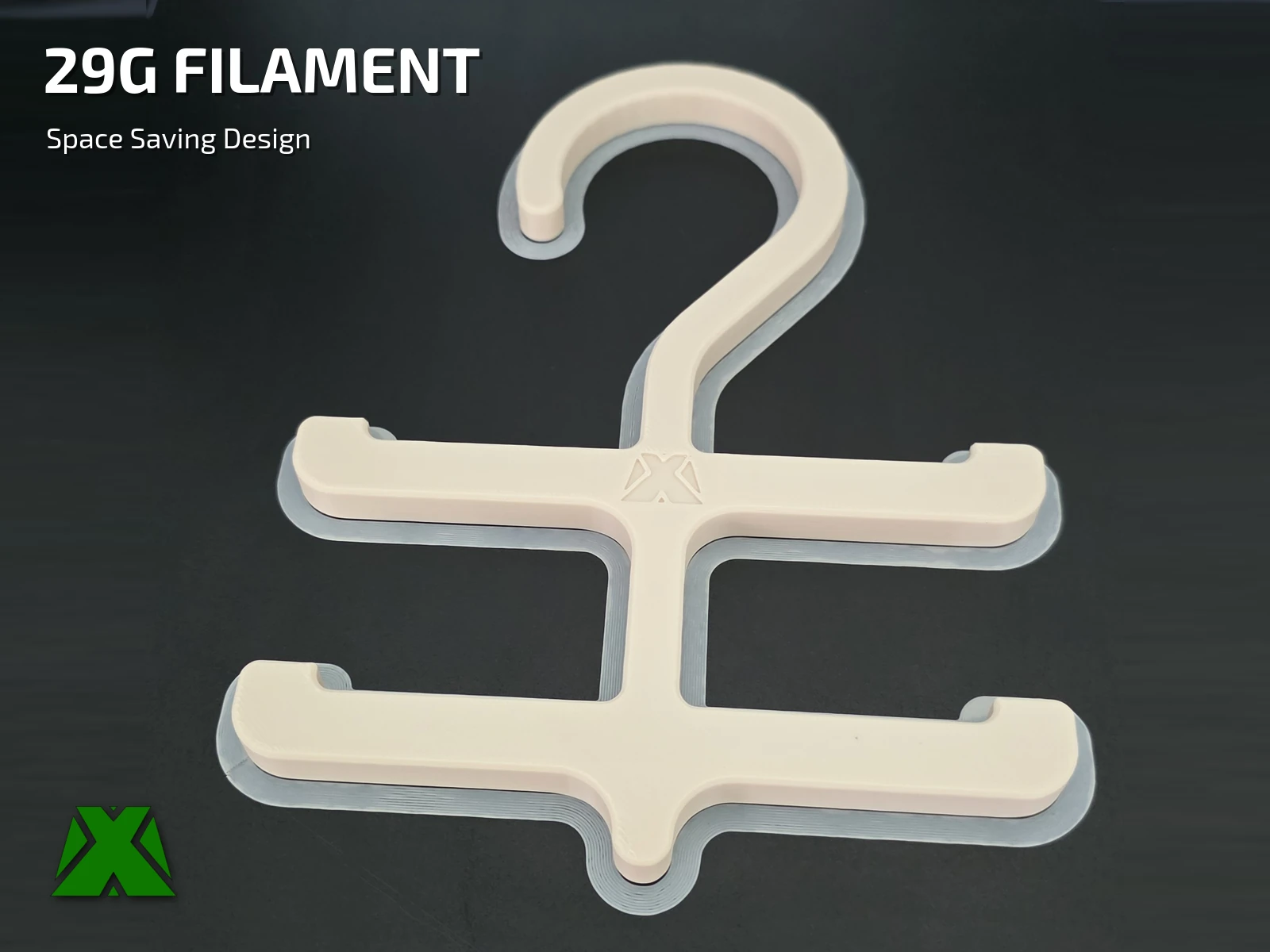 The belt hanger on the build plate straight after printing, with its grey brim still attached