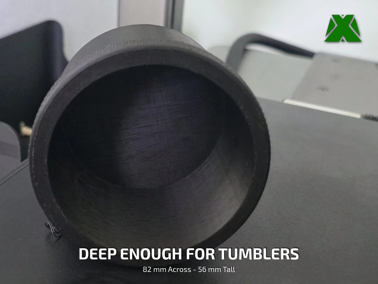 Looking straight down into the cup holder bore, showing the depth available for a tall tumbler