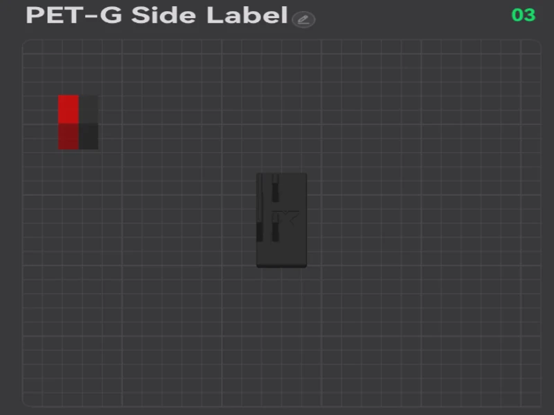 The PET-G plate in the slicer, with the label and its purge tower laid out