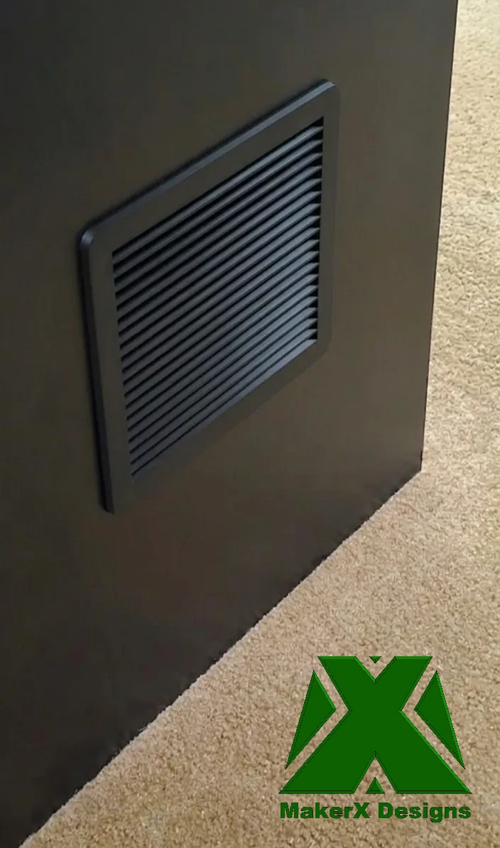 Louvered vent for desk fan detail