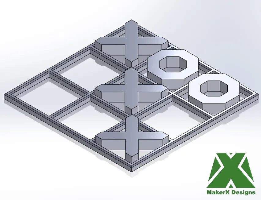 Tic tac toe set model rendering